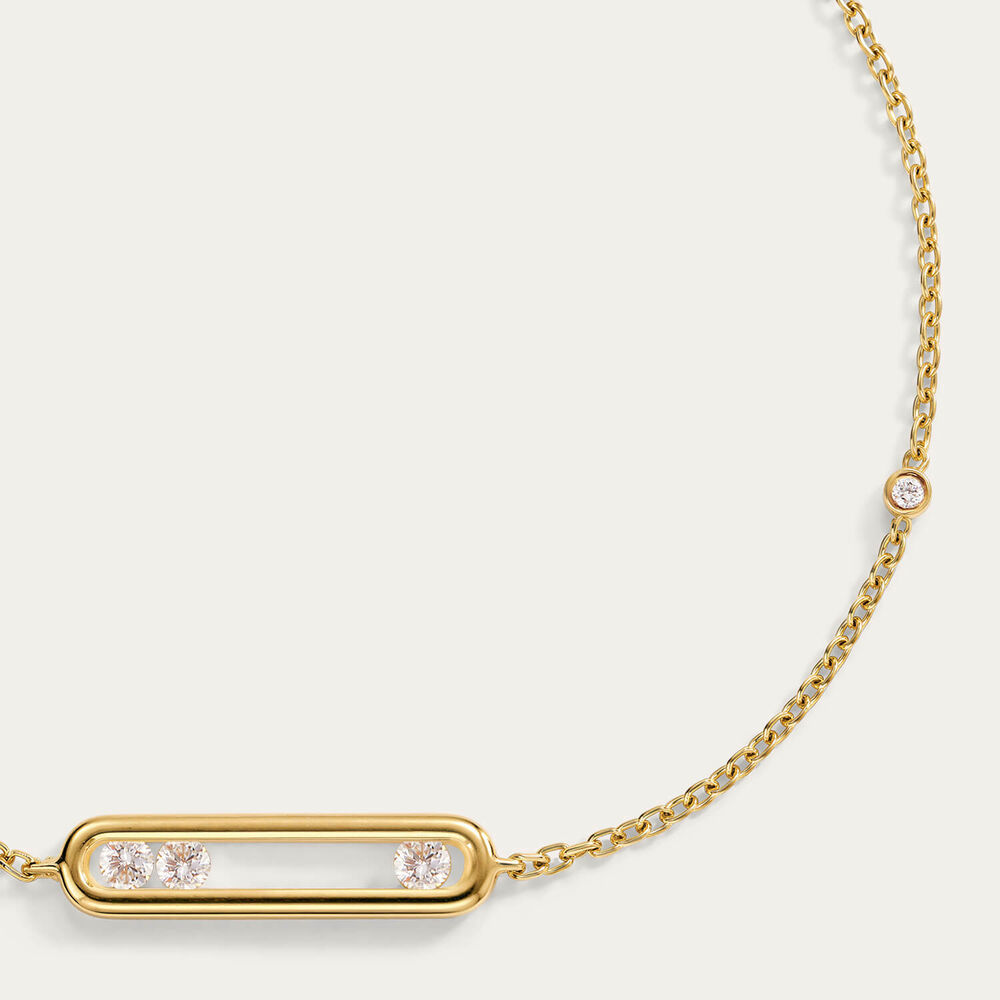 Yellow Gold Plated Sterling Silver 0.20ct Lab Grown Diamond Floating Bar Bracelet