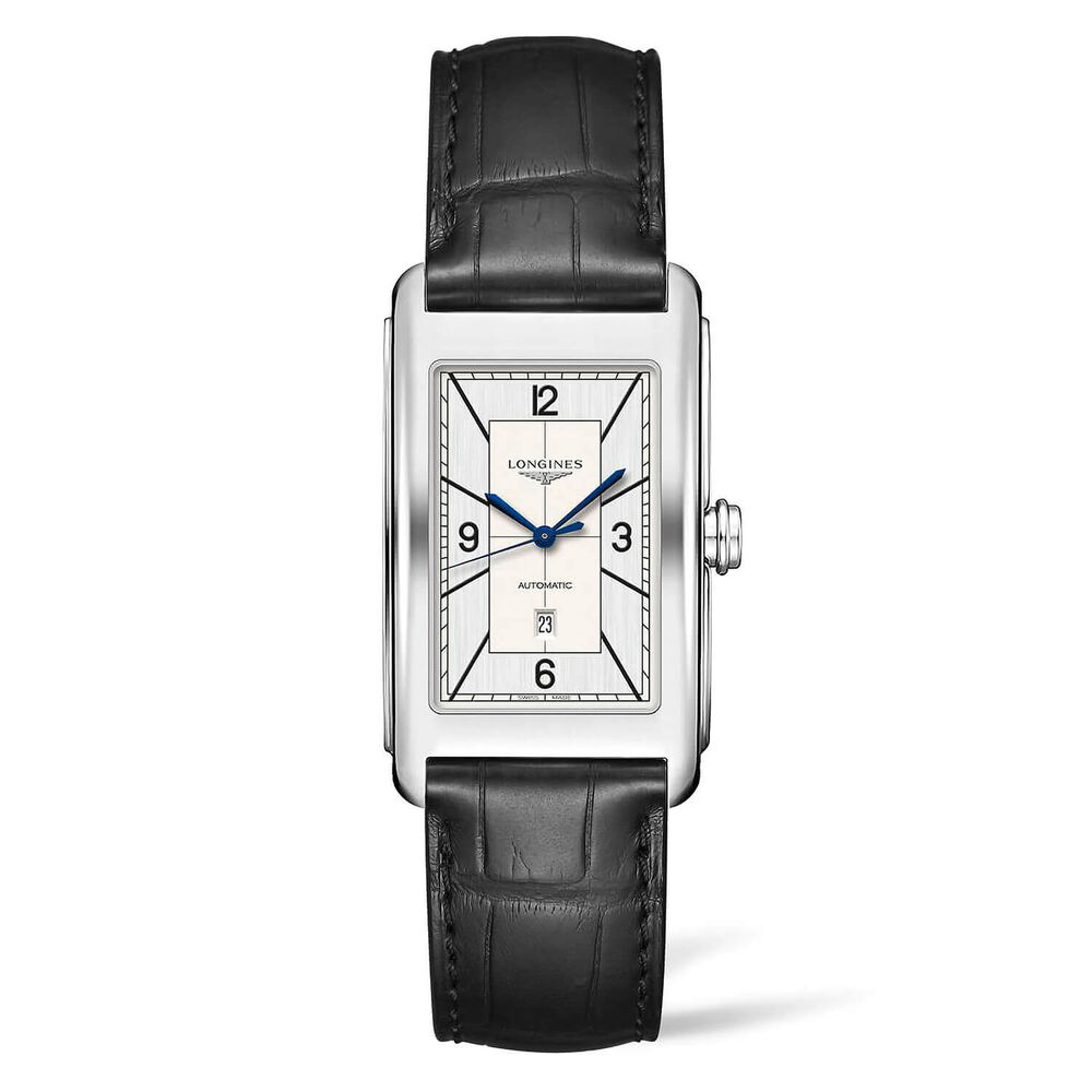 Longines DolceVita 28.2x47mm Silver Dial Steel Case Black Strap Watch