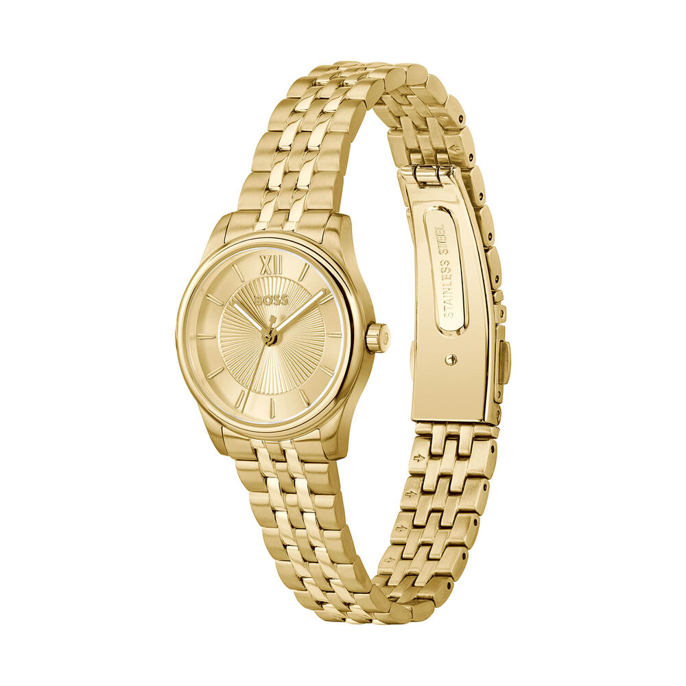BOSS Graceful Mina 25mm Gold Dial Gold Tone Stainless Steel Bracelet Watch image number 2