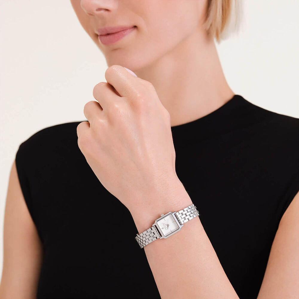 Rosefield Boxelle Silver 19.5x19.5mm White Matte Dial Silver Plated Steel Bracelet Watch image number 3