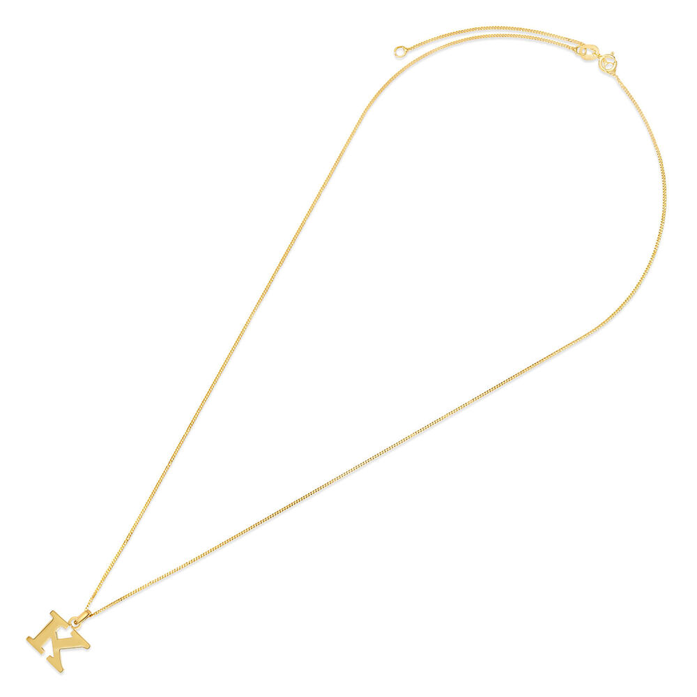 9ct Yellow Gold Plain Initial K Pendant  (Chain Included) image number 3