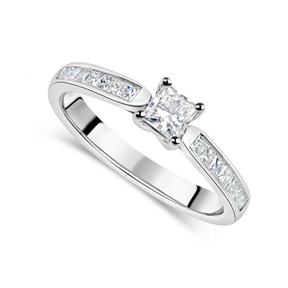 18ct White Gold 0.50ct Princess Diamond Tulip Setting Ring