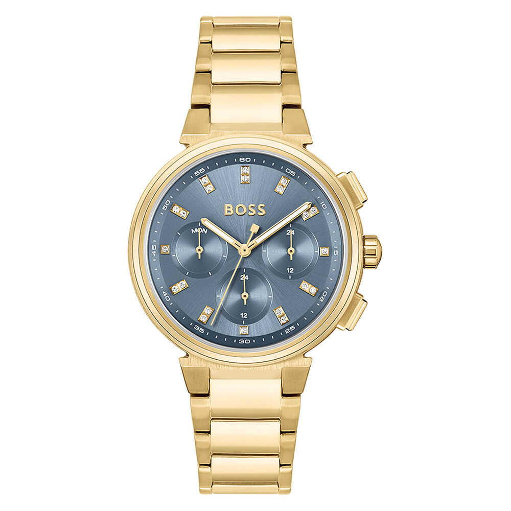 BOSS One 38mm Blue Dial Yellow Gold PVD Case Watch