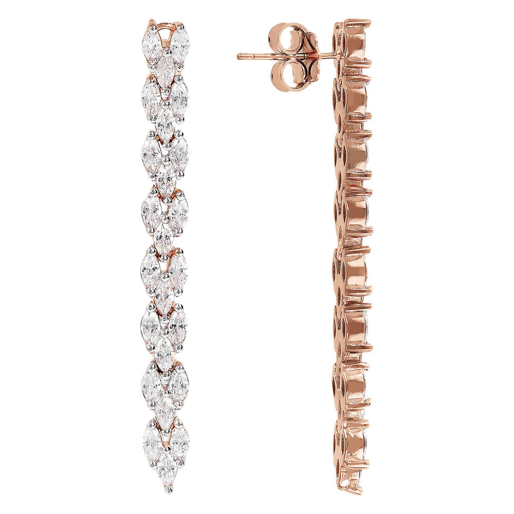 Bronzallure 18ct Rose Gold Plated Cubic Zirconia Drop Earrings