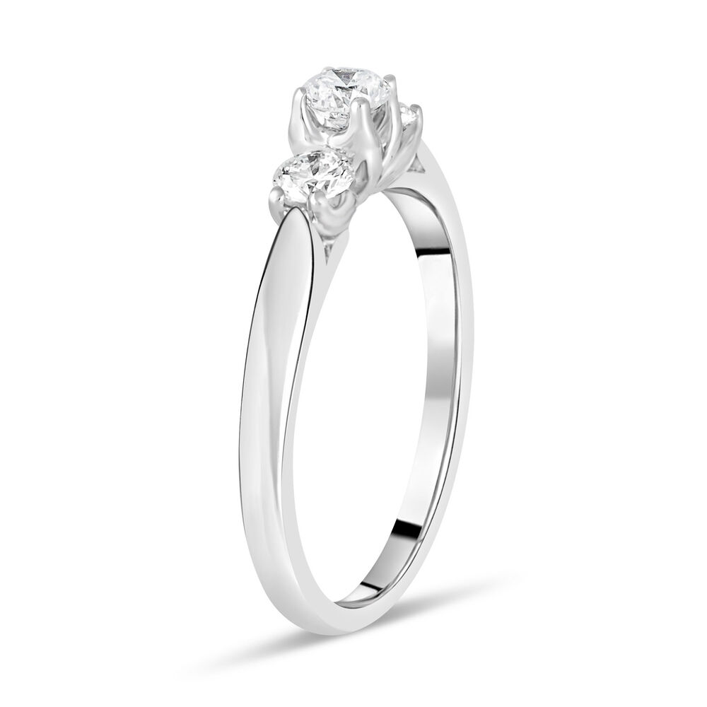 Ladies 18ct White Gold 3 Stone Diamond Engagement Ring image number 3