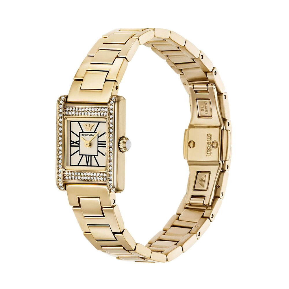 Emporio Armani 20 x 26mm White Dial Gold Tone Stainless Steel Bracelet Watch image number 1