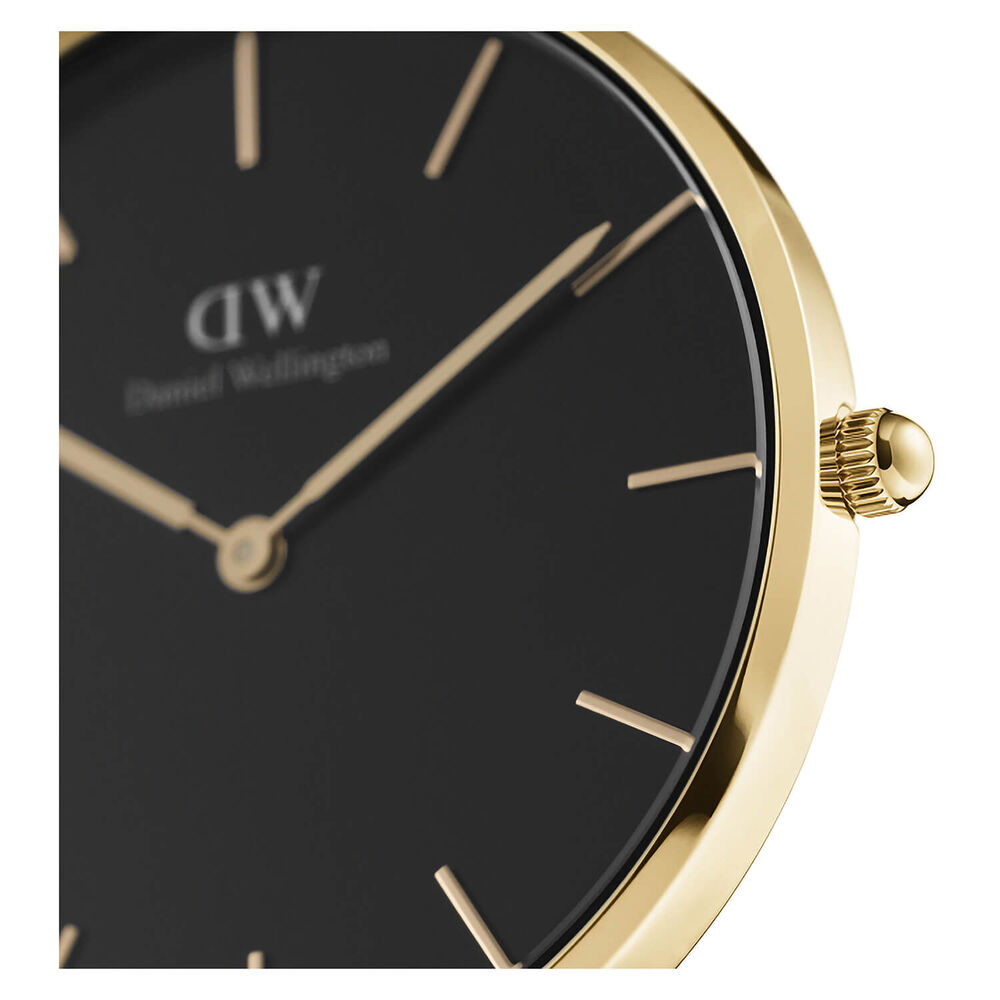 Daniel Wellington Petite Evergold 36mm Black Dial Yellow Gold PVD Stainless Steel Mesh Bracelet Watch image number 2