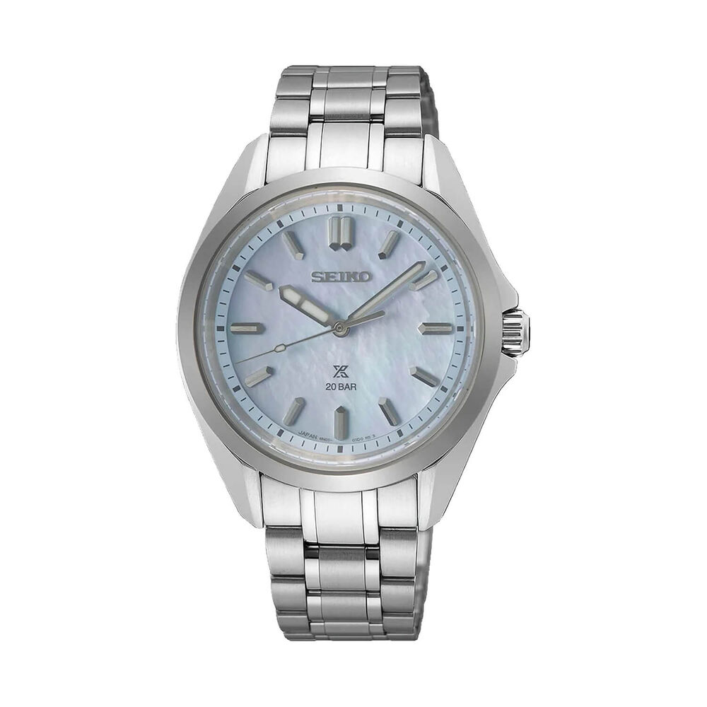 Seiko Prospex Sea 34mm Light Blue Mother of Pearl Dial Stainless Steel Bracelet Watch