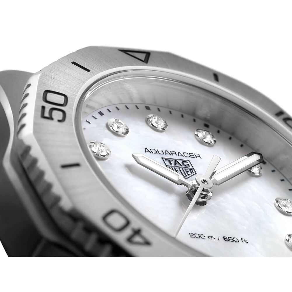 TAG Heuer Aquaracer Professional 200 Quartz 30mm Mother of Pearl Diamond Dot Dial Steel Case Bracelet Watch