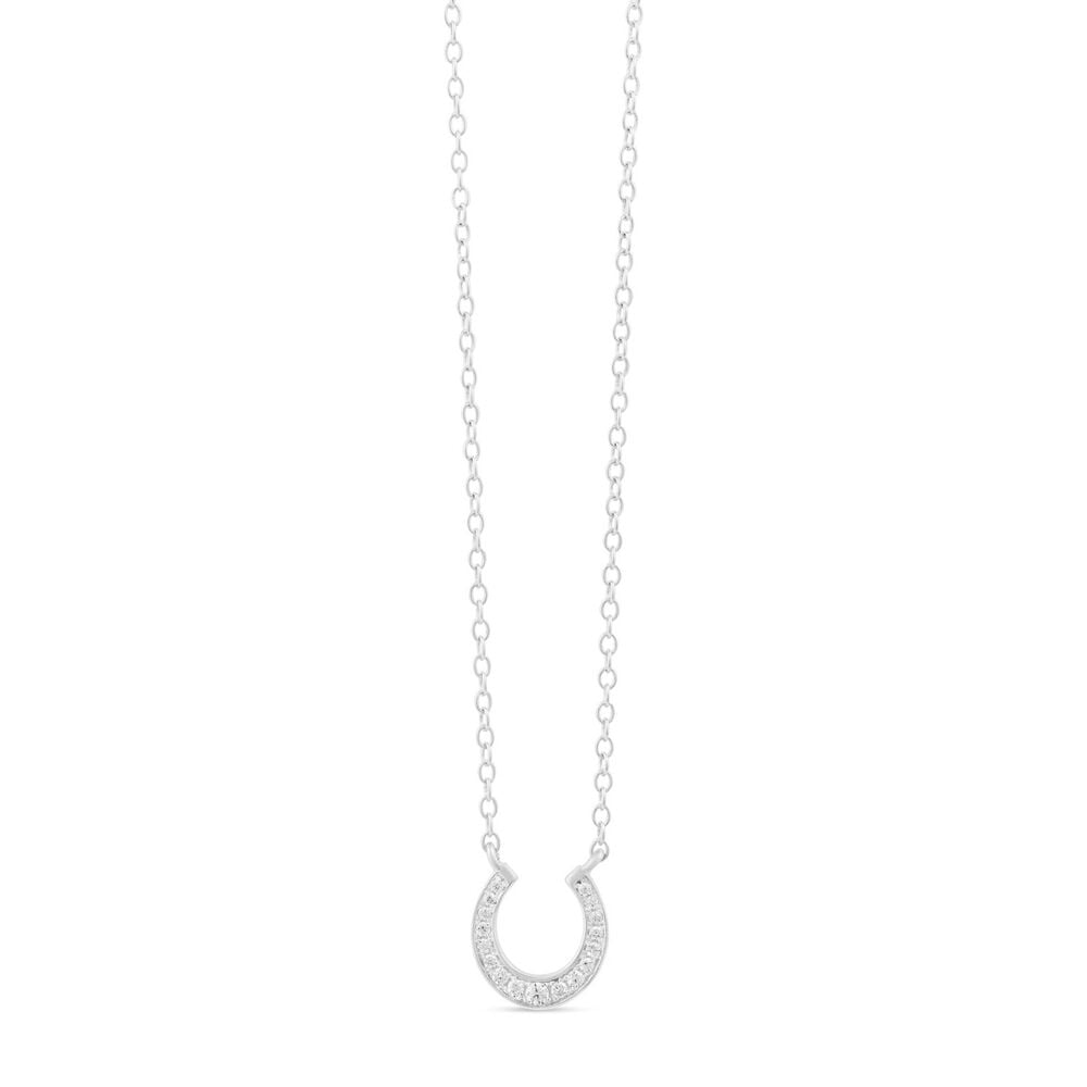 Sterling Silver Cubic Zirconia Horseshoe Pendant (Chain Included) image number 0