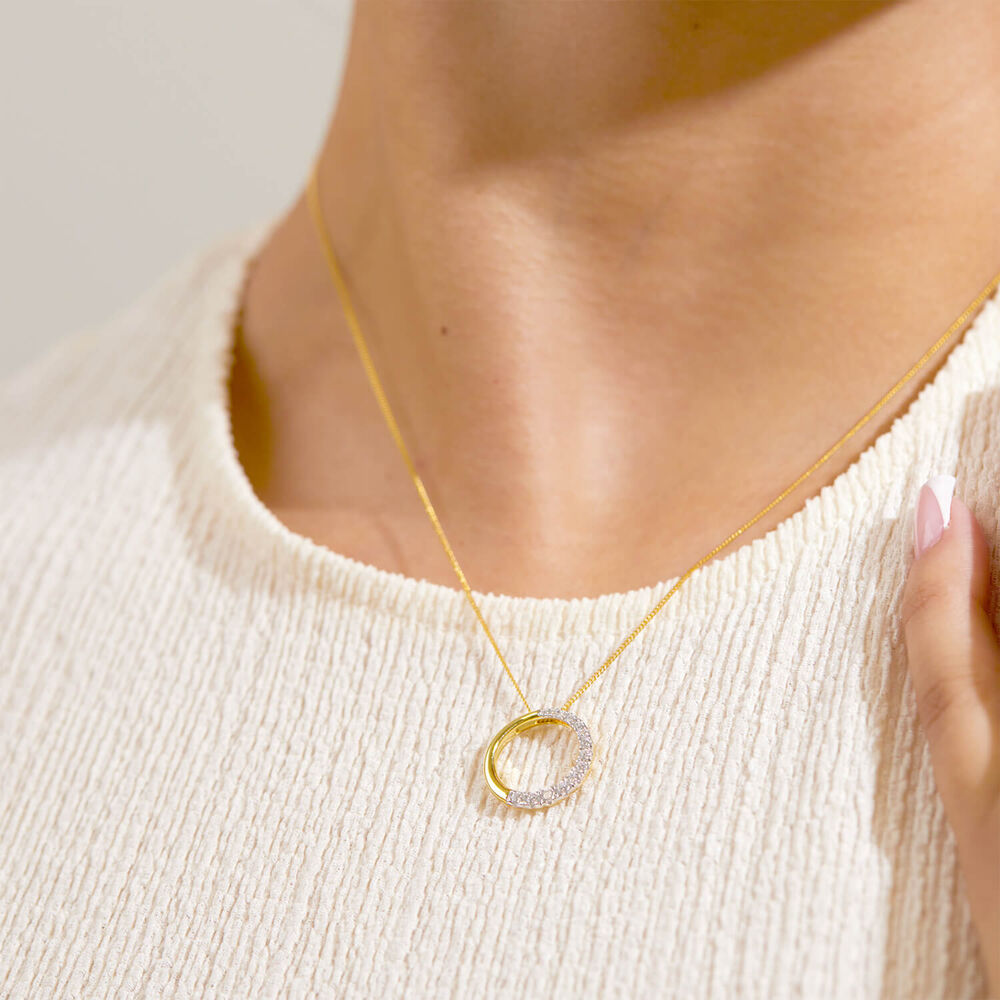9ct Yellow & White Gold 0.33ct Diamond Eternal Circle Pendant image number 4