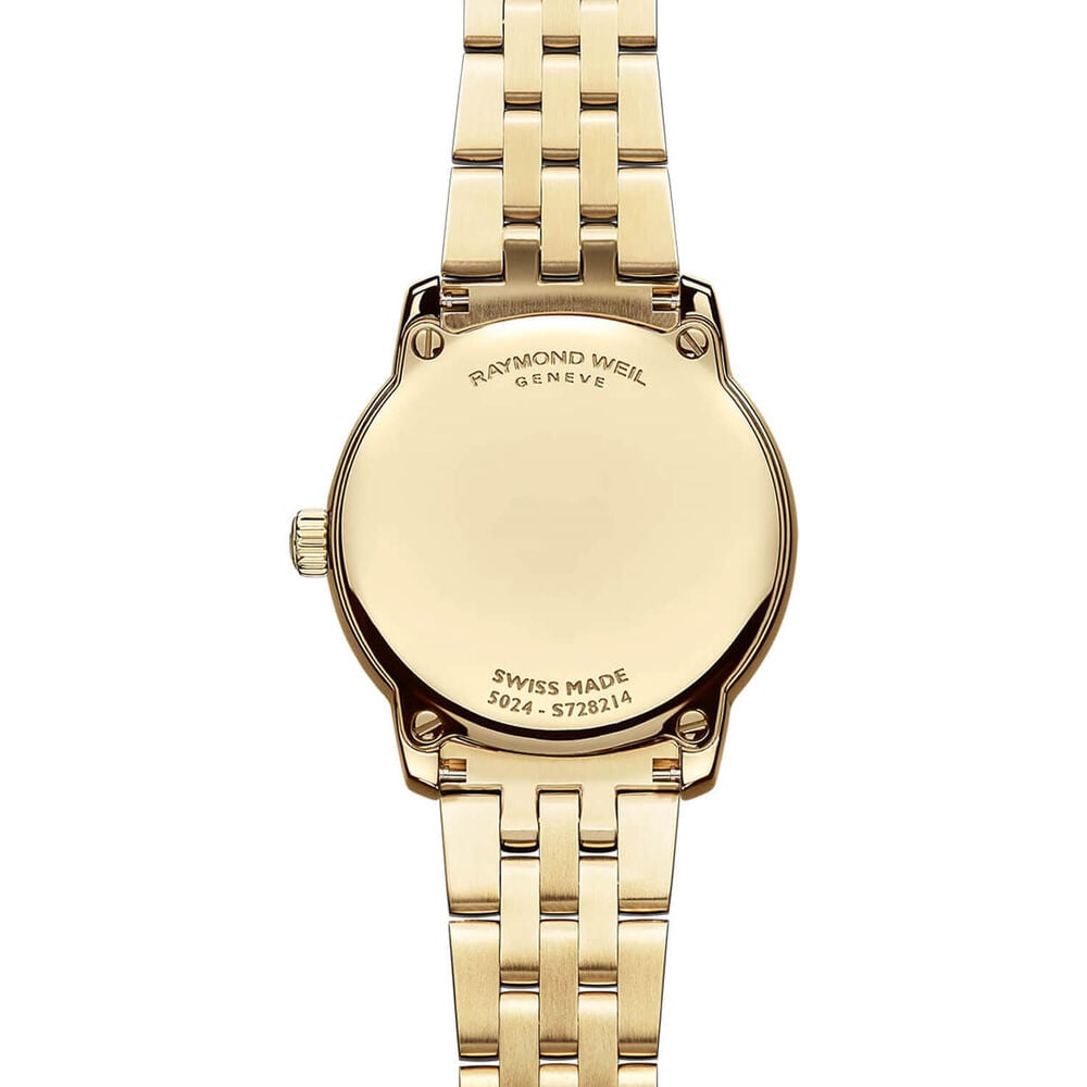 Raymond Weil Toccata Classic 24mm MOP Diamond Dots Dial Yellow Gold Tone Steel Bracelet Watch