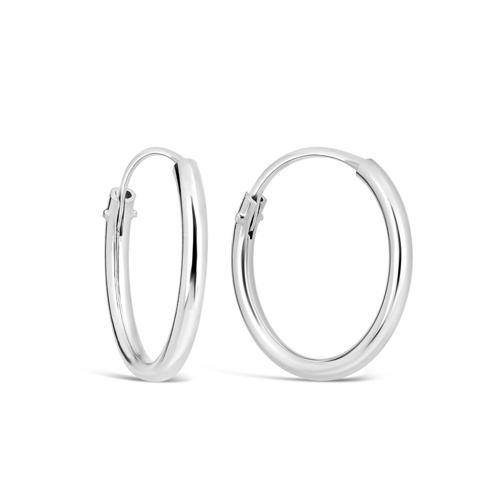 Sterling Silver Medium Hoop Earrings image number 1