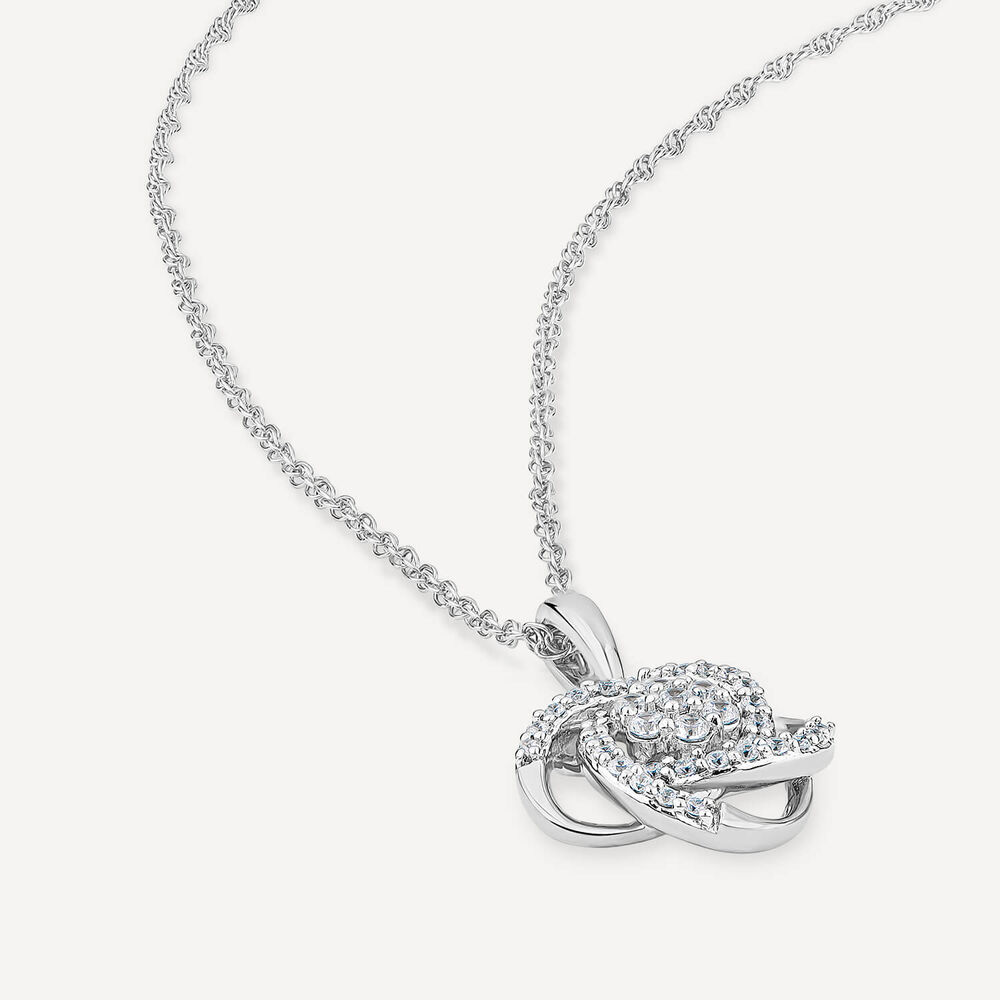9ct White Gold 0.25ct Diamond Knot Wrap Pendant image number 4