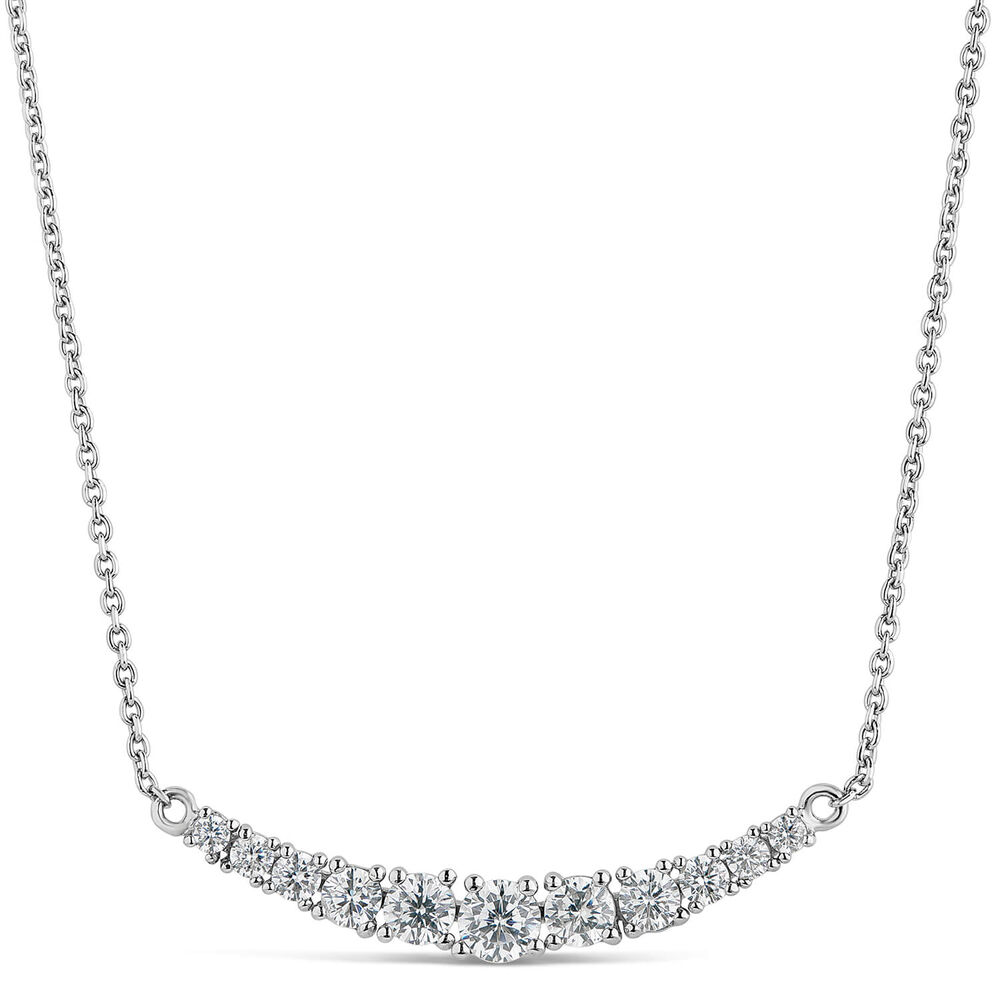 Sterling Silver Graduated Cubic Zirconia Hammock Necklet image number 0
