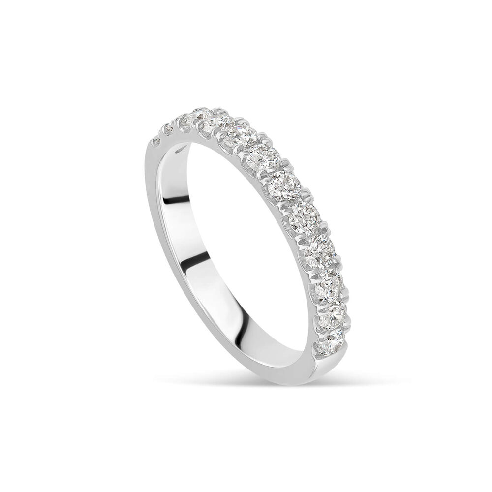 18ct White Gold 0.45ct 2.50mm Round Split Claw Diamond Wedding Ring image number 0