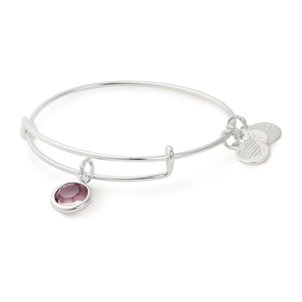 Alex And Ani Silver-Tone Light Amethyst Swarovski Crystal June Birthstone Bangle image number 0