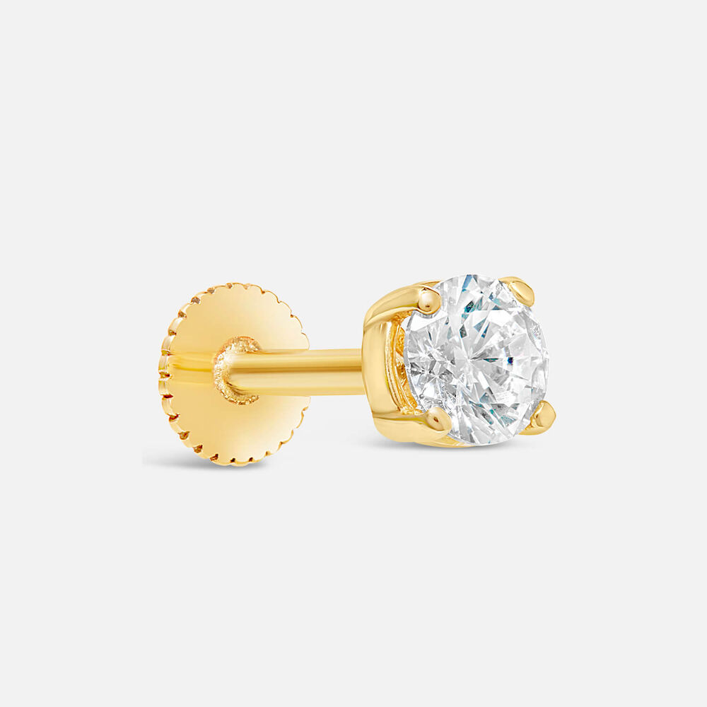 9ct Yellow Gold 4 Claw Cubic Zirconia Single Stud Earring