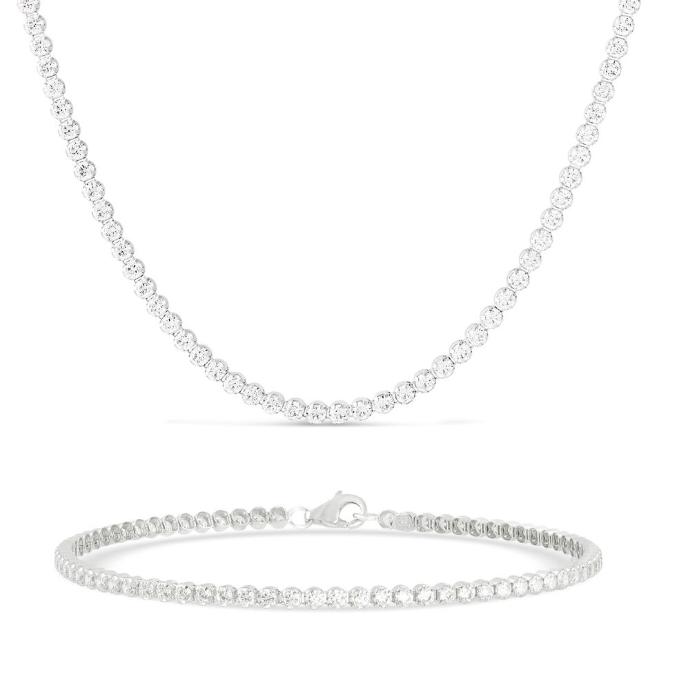 Sterling Silver Single Crystal Line Tennis Bracelet image number 2