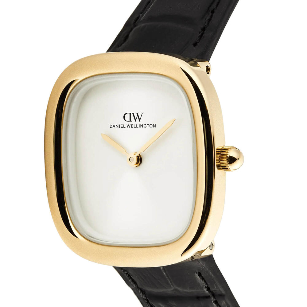 Daniel Wellington Margot 24x26mm White Dial Black Leather Strap Watch