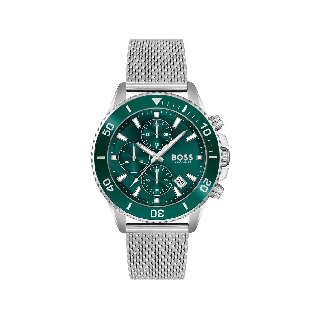 BOSS Admiral 46mm Green Dial Chronograph Steel Case Bracelet Watch image number 0