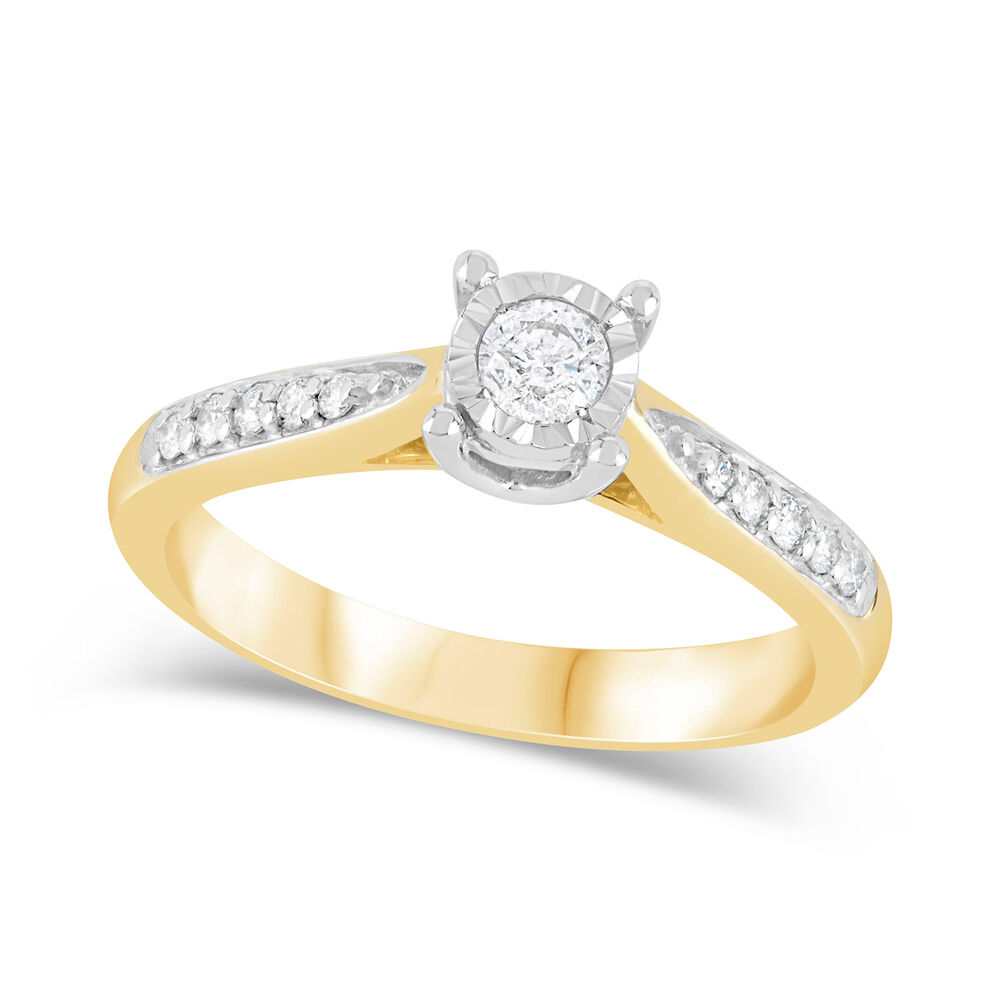 9ct Yellow and White Gold Illusion Set 0.19ct Diamond Ring