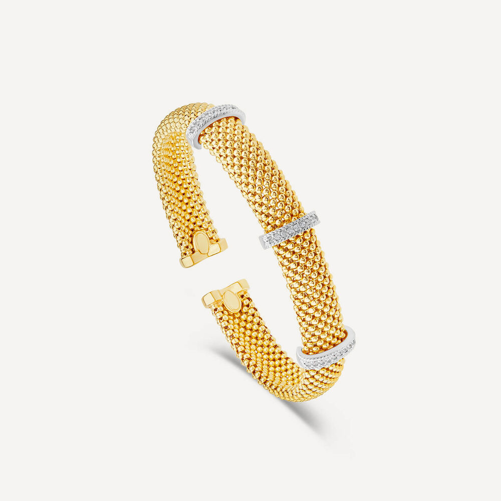 Silver & Yellow Gold Plated Heavy Weight Popcorn Bangle