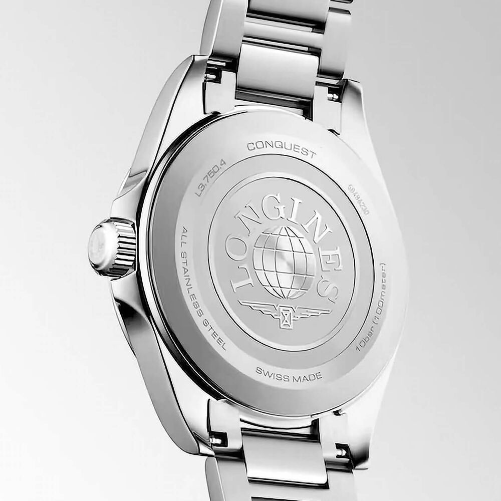 Longines Conquest 38mm White Sandblasted Dial Stainless Steel Bracelet Watch