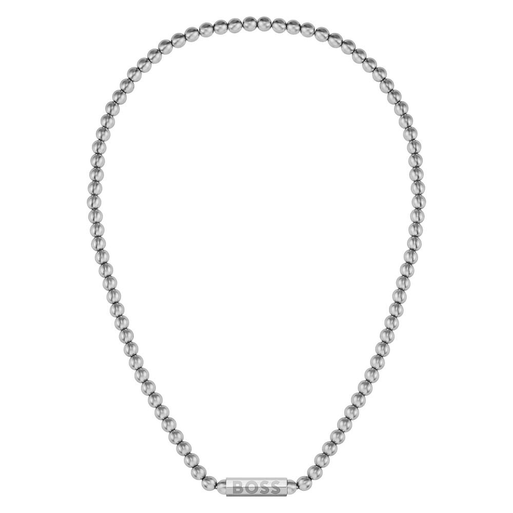 BOSS Stainless Steel Beaded Necklace image number 1