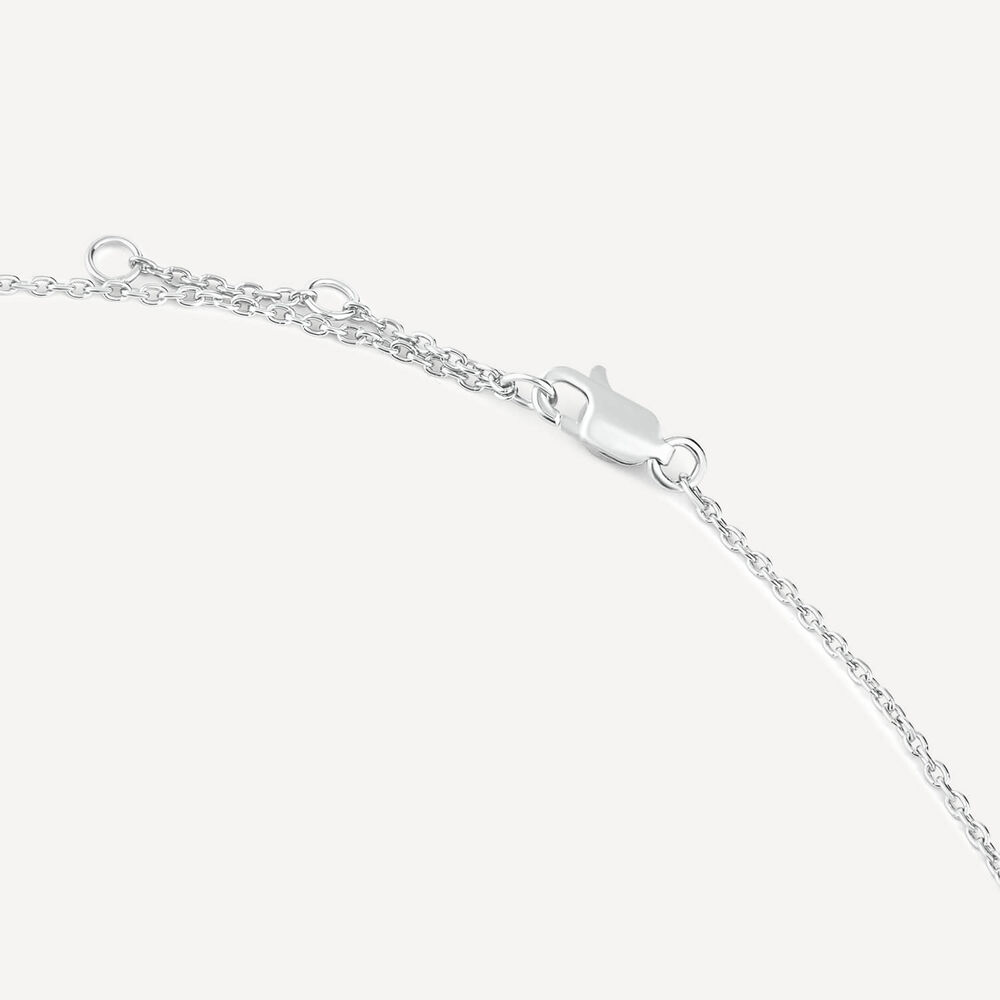 Sterling Silver Pearl and Rubover Cubic Zirconia Chain Necklet image number 3