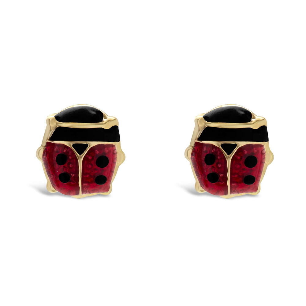 9ct Yellow Gold Ladybird Kids Stud Earrings image number 0