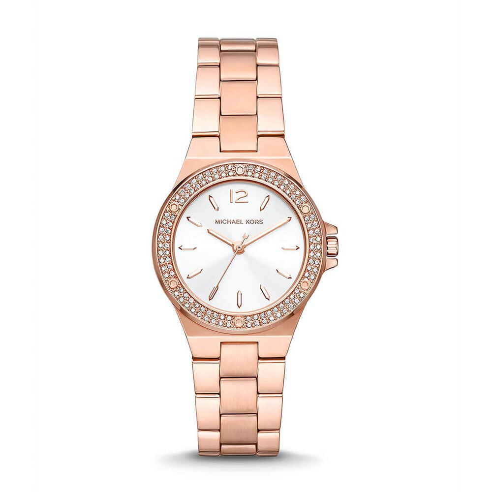 Michael Kors Lennox 33mm Silver Dial Rose Gold Watch