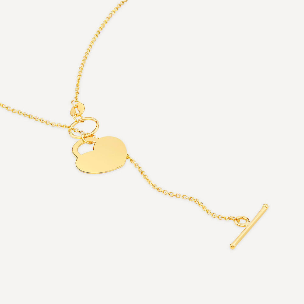 9ct Yellow Gold Heart T-Bar Necklet image number 3