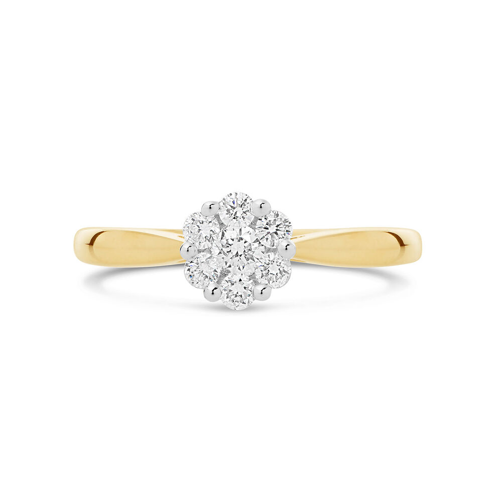 9ct Gold Cluster Blossom 0.33 Carat Diamond Ring image number 1