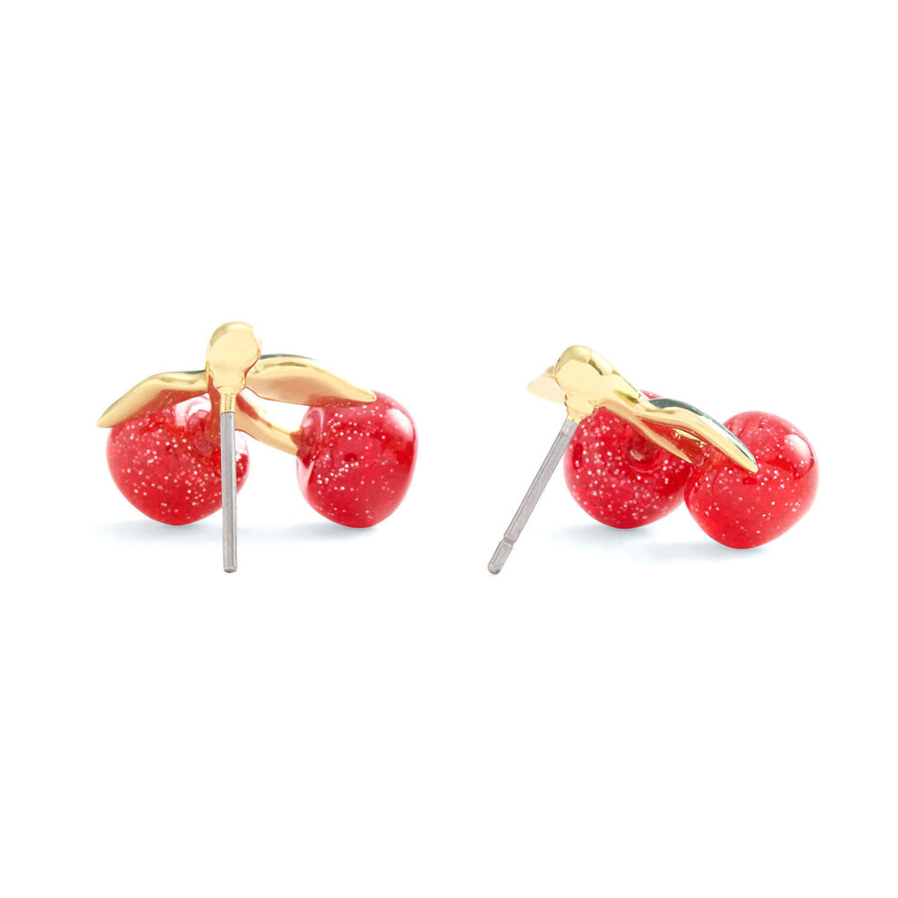 Coach Gold Tone Brass Cherry Cluster Stud Earrings