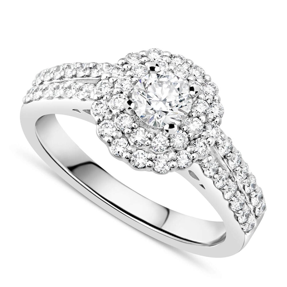 Ladies 18ct White Gold and Diamond Halo Engagement Ring image number 0