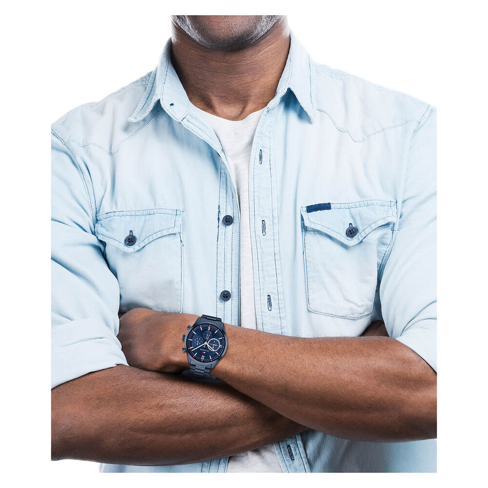 Tommy Hilfiger Chronograph 44mm Quartz Blue Dial Blue IP Bracelet Watch image number 2