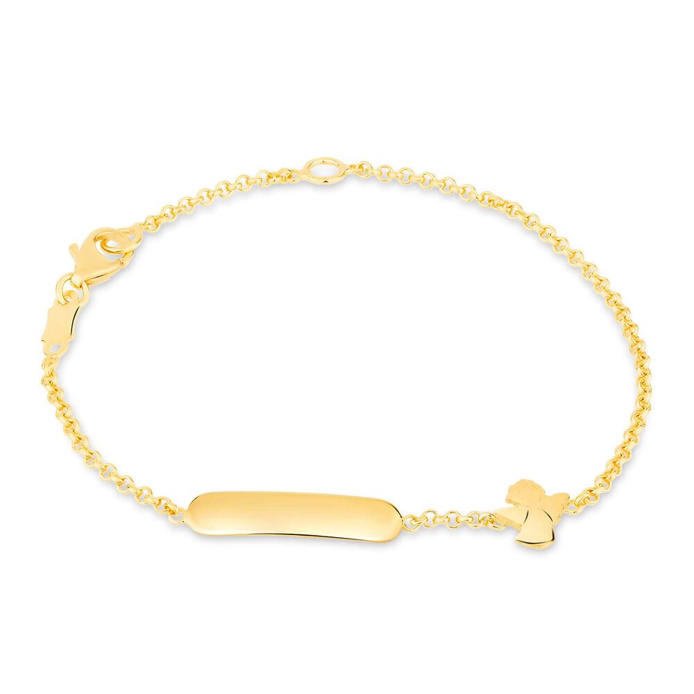 9ct Yellow Gold Angel ID Children's Bracelet image number 0