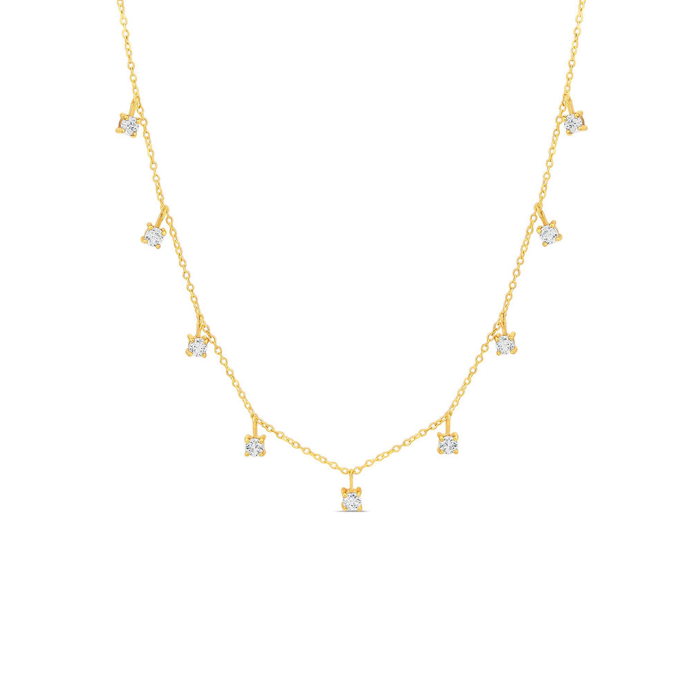 9ct Yellow Gold Droplet Cubic Zirconia Necklet image number 1