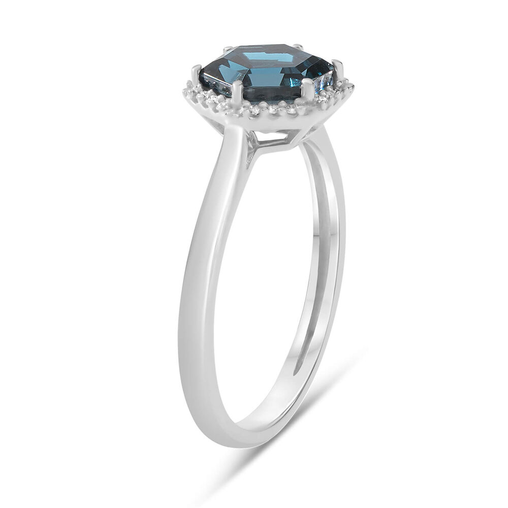 9ct White Gold 0.05ct Diamond Hexagon Topaz Ring image number 3
