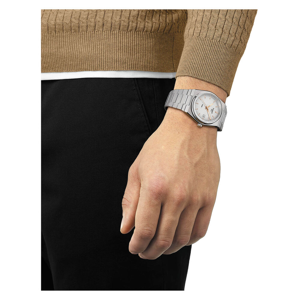 Tissot PRX 40mm White Dial Rose Gold Index Steel Case Bracelet Watch image number 3