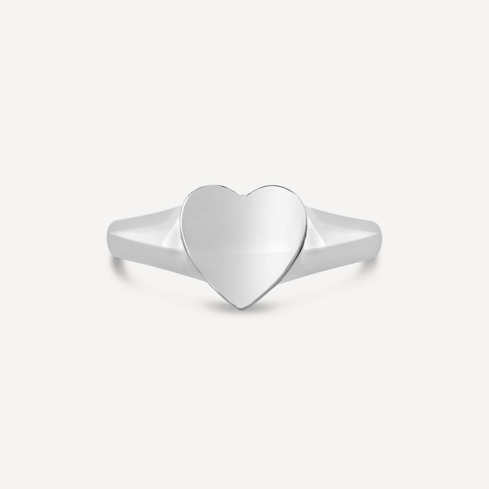 Sterling Silver Plain Polished Heart Signet Ring