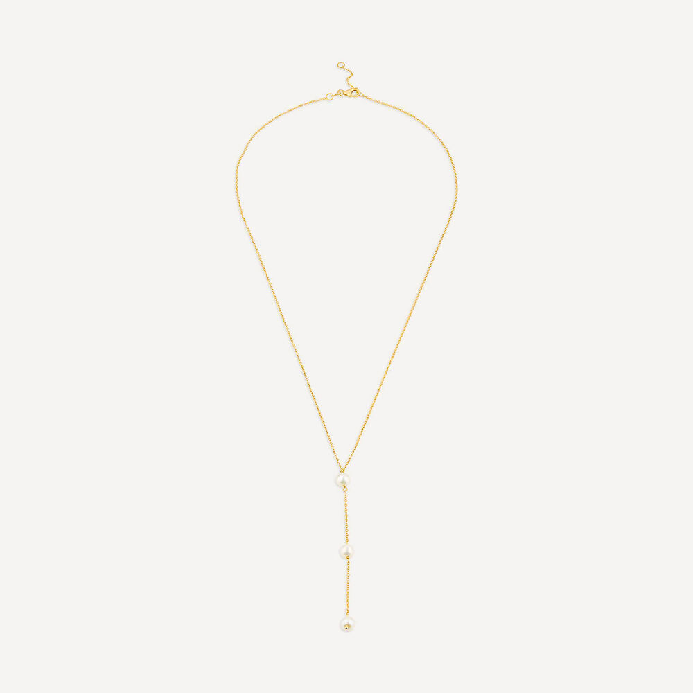 9ct Yellow Gold 3 Pearl "Y" Drop Necklet image number 2