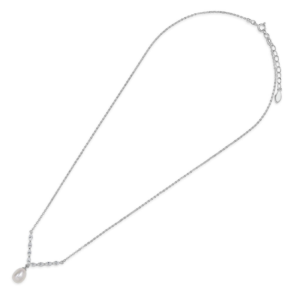 Sterling Silver Marquis Cubic Zirconia With Forward Drop Necklet image number 4