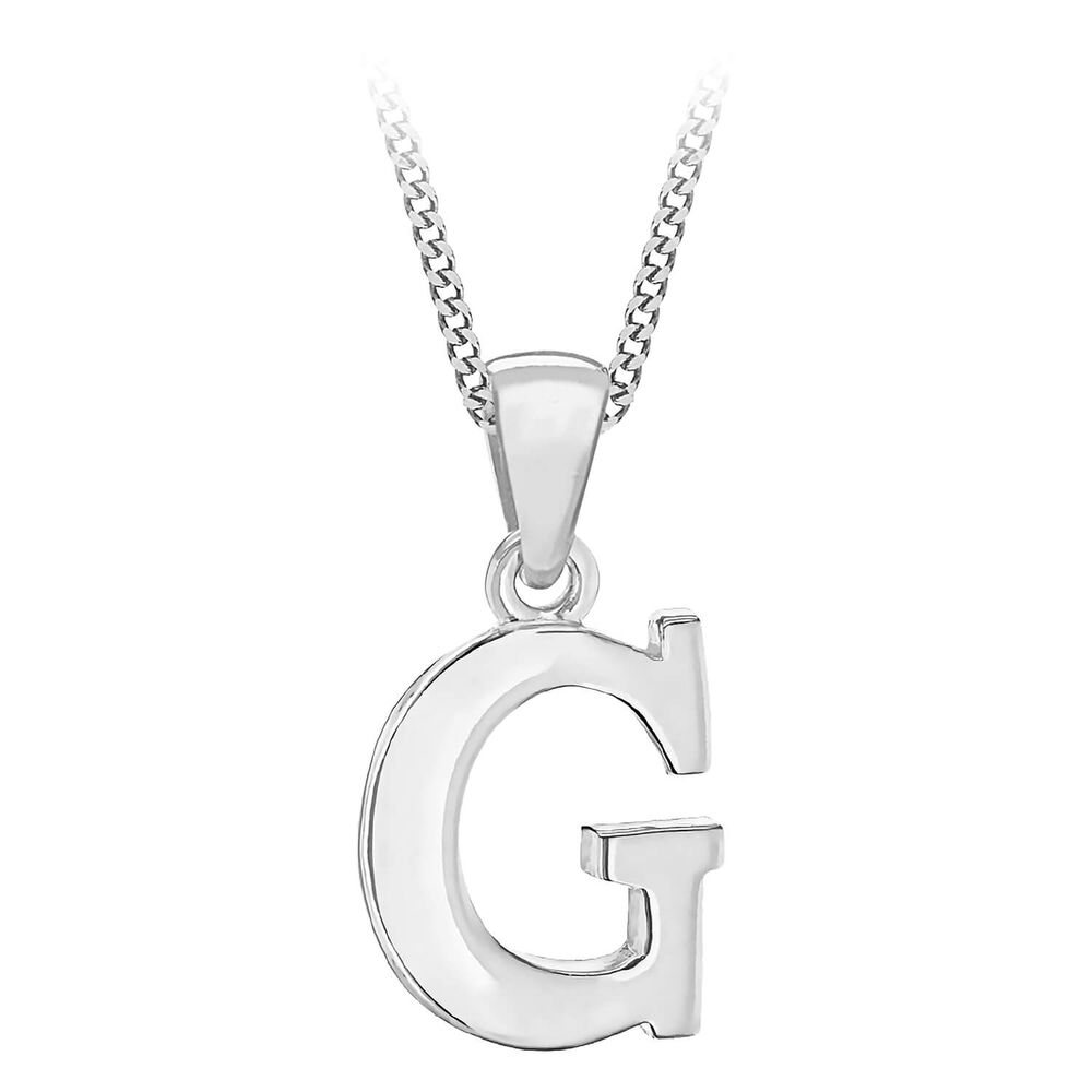Sterling Silver Block Initial G Pendant image number 0
