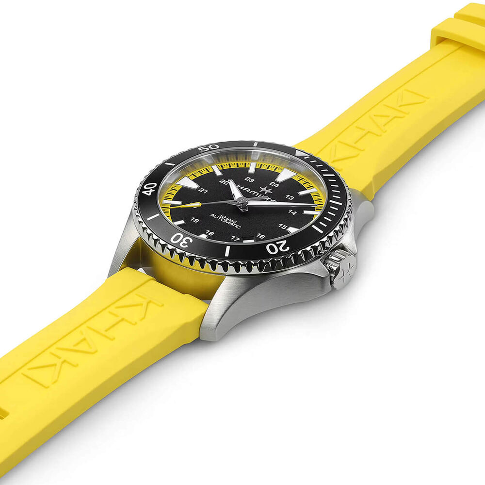 Hamilton Khaki Navy Scuba 40mm Black Dial & Bezel Yellow Rubber Strap Watch image number 4