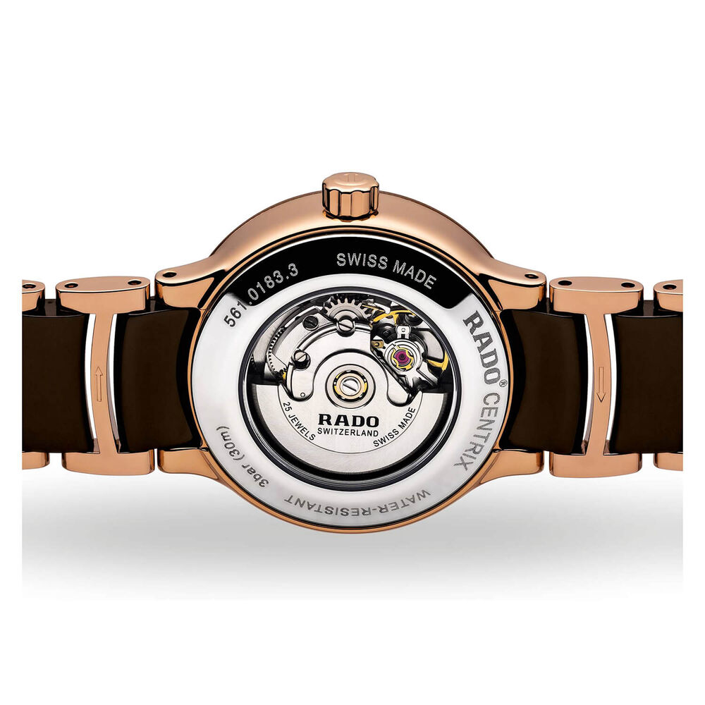 Rado Centrix 28MM Brown Dial Diamond Dot Ceramic Case Brown Bracelet Watch image number 1