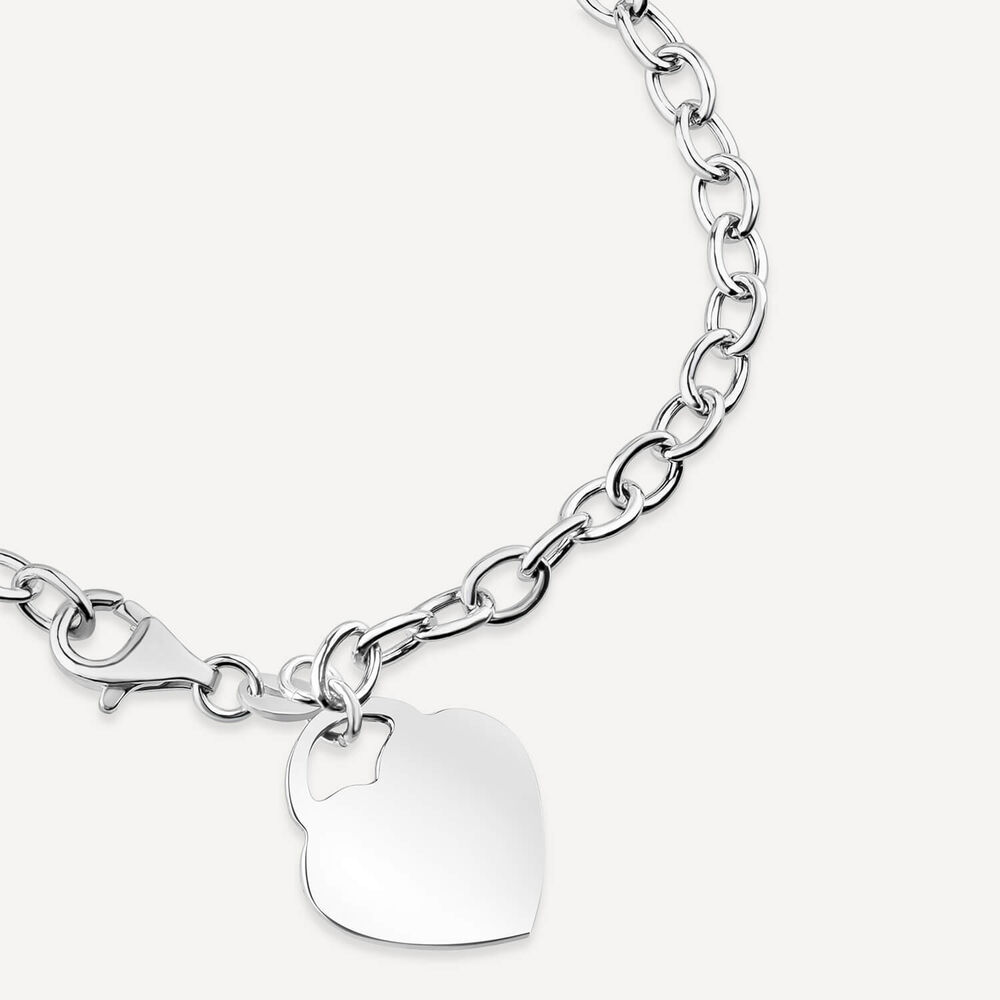Sterling Silver Belcher Polished Heart Drop Bracelet image number 1