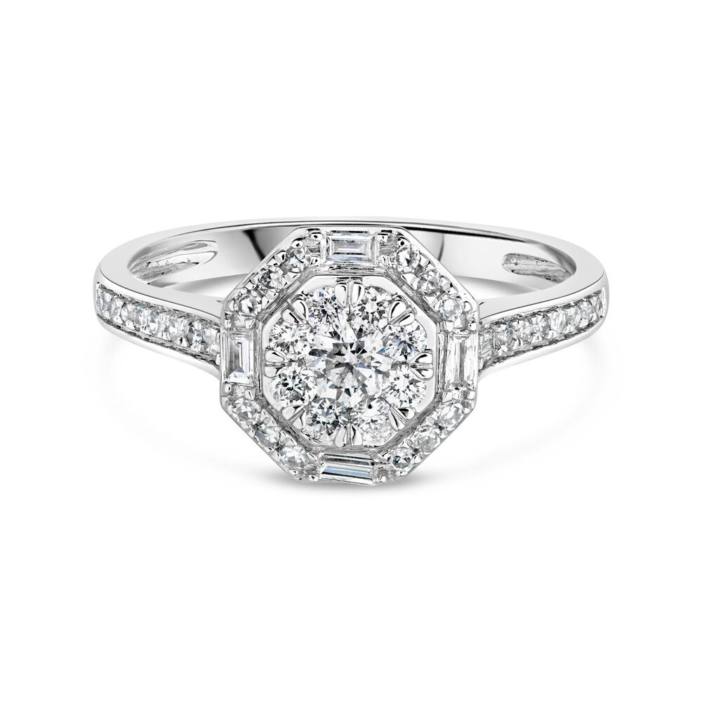 18ct White Gold 0.50ct Diamond Hexagon Cluster Ring image number 8