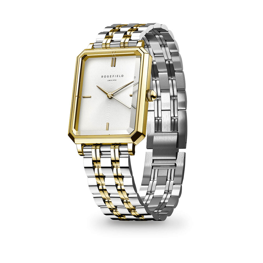 Rosefield Octagon XS Duotone Gold 19.5x24mm White Dial 23k Gold Plated Steel Bracelet Watch image number 2